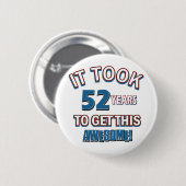 Badge Rond 5 Cm conceptions d'anniversaire de 52 ans (Devant & derrière)