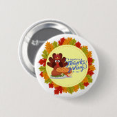 Badge Rond 5 Cm Conceptions de la fête de Thanksgiving (Devant & derrière)