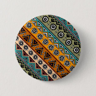 Badge Rond 5 Cm Conceptions de motifs aztèques ethniques colorés