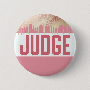 Badge Rond 5 Cm Concours de jugement Élégant Rose Gold Modern Ju