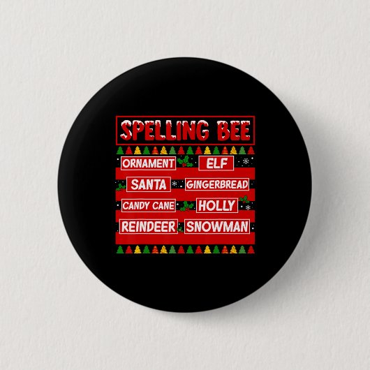 Badge Rond 5 Cm Concours d'orthographe de Noël Professeur de jeu d (Devant)