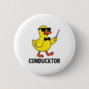Badge Rond 5 Cm Conducktor Funny Duck Musique Pun Orchestre Design
