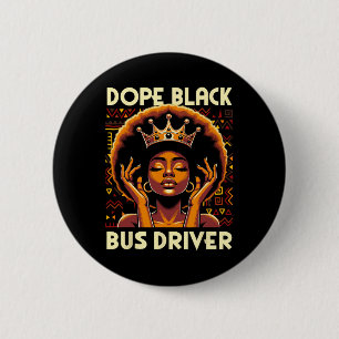 Badge Rond 5 Cm Conducteur de bus noir afro-américain melanique dr
