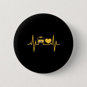 Badge Rond 5 Cm Conducteur de bus scolaire battement de coeur