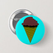 Badge Rond 5 Cm Cône de crème glacée au chocolat (Devant & derrière)