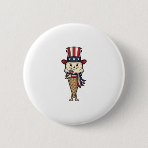 Badge Rond 5 Cm Cône de glace patriotique Dessin de gravure vintag