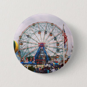 Badge Rond 5 Cm Coney Island Wonder Wheel