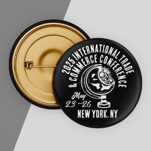 Badge Rond 5 Cm Conférence vintage sur le commerce international