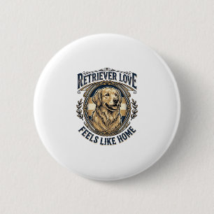 Badge Rond 5 Cm Confort à la maison Golden Retriever Gravure Vinta