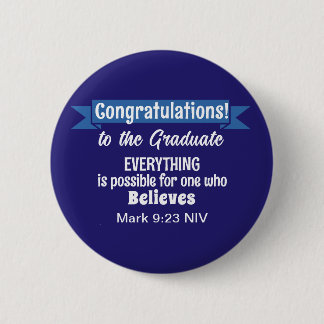 Badge Rond 5 Cm  Congratulations Graduate Blue and White Believe
