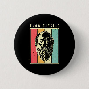 Badge Rond 5 Cm Connais-Toi Toi-Même Philosophes Rétro Philosophie