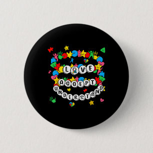 Badge Rond 5 Cm Connaissance de l'amour Comprendre l'autisme Accep