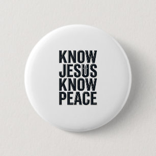 Badge Rond 5 Cm Connaître Jésus Connaître la Paix Typographie Chré