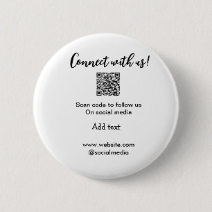Badge Rond 5 Cm Connectez-vous avec nous scan QR code ajouter e-ma
