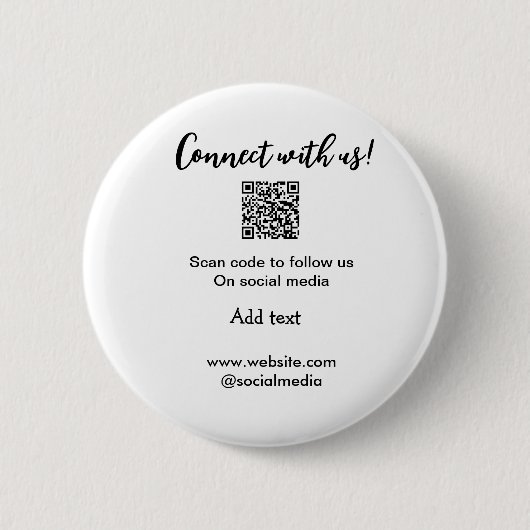 Badge Rond 5 Cm Connectez-vous avec nous scan QR code ajouter e-ma (Devant)
