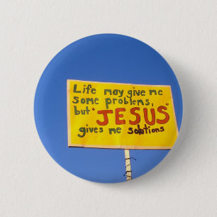 Badge Rond 5 Cm Connectez-vous en anglais sur un poteau Jésus me d