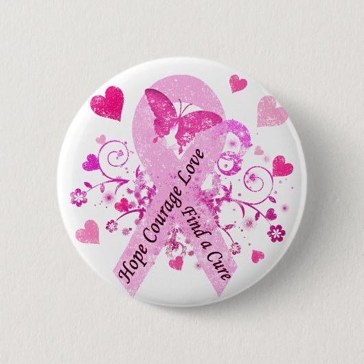 Badge Rond 5 Cm Conscience de cancer du sein (Devant)