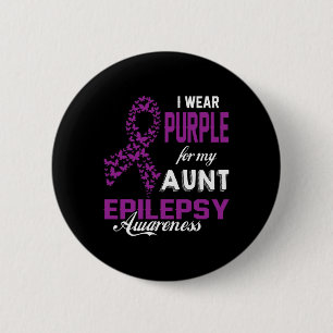 Badge Rond 5 Cm Conscience de l'épilepsie Je porte le violet pour 