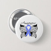 Badge Rond 5 Cm Conscience de papillon de tatouage - Cancer (Devant & derrière)