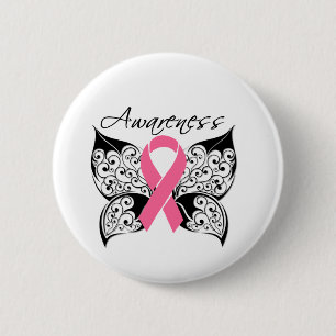 Badge Rond 5 Cm Conscience de papillon de tatouage - cancer du