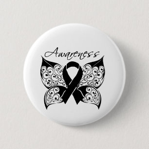 Badge Rond 5 Cm Conscience de papillon de tatouage - mélanome