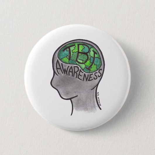 Badge Rond 5 Cm Conscience de TBI (Devant)