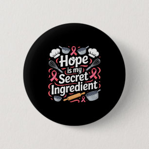 Badge Rond 5 Cm Conscience du cancer du sein chef cuisinant ruban