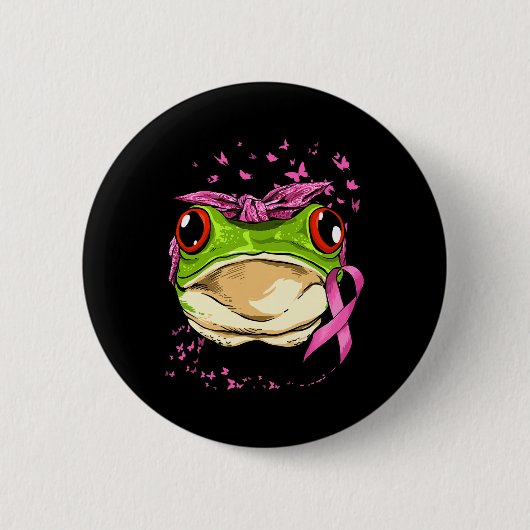 Badge Rond 5 Cm Conscience du cancer du sein de la grenouille Canc (Devant)