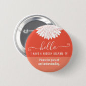 Badge Rond 5 Cm conscience du handicap caché (Devant & derrière)