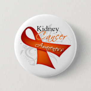 Badge Rond 5 Cm Conscience orange de Cancer de rein de ruban de