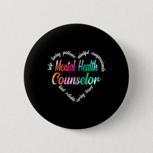 Badge Rond 5 Cm Conseiller en santé mentale Mot de coeur Nuage Wat