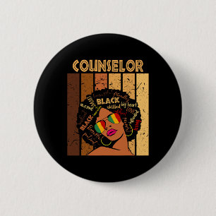 Badge Rond 5 Cm Conseillère Afro-Américaine Femmes Historique Noir