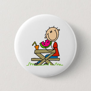 Badge Rond 5 Cm Consommation de la pastèque