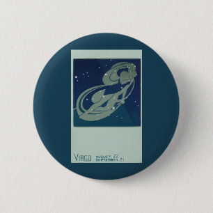 Badge Rond 5 Cm Constellation de la Vierge Astrologie Zodiaque Vin
