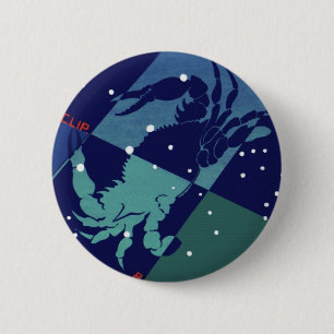 Badge Rond 5 Cm Constellation du Cancer crabe Zodiaque Astrologie 