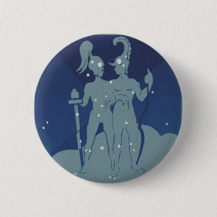 Badge Rond 5 Cm Constellation jumeaux Gémeaux Astrologie Zodiaque