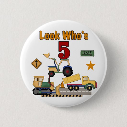 Badge Rond 5 Cm Construction 5e Anniversaire Tshirts et cadeaux (Devant)