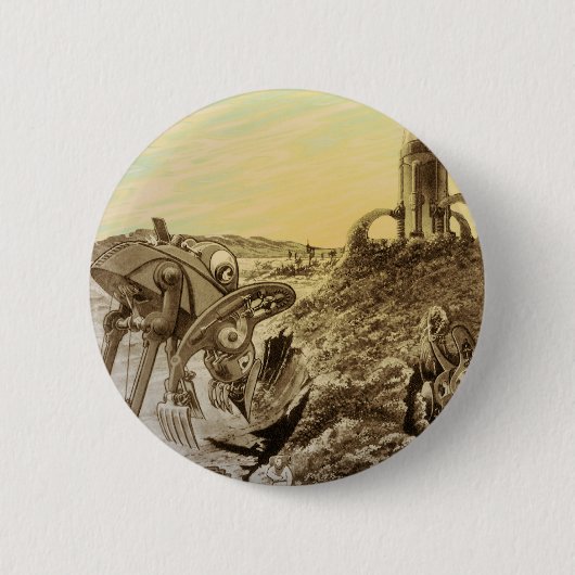 Badge Rond 5 Cm Construction de planète d'aliens de science-fictio (Devant)
