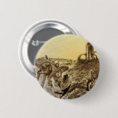 Badge Rond 5 Cm Construction de planète d'aliens de science-fictio (Devant & derrière)