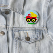 Badge Rond 5 Cm Construction Dumptruck d'enfants (En situation)