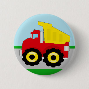 Badge Rond 5 Cm Construction Dumptruck d'enfants