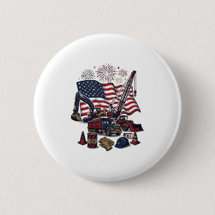Badge Rond 5 Cm Construction Patriotique USA Vintage