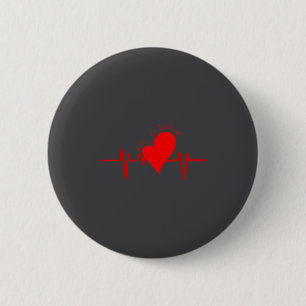 Badge Rond 5 Cm Continuez à cocher ! Battement de cœur Vache Ekg V