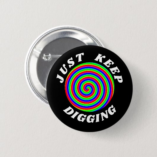 Badge Rond 5 Cm Continuez juste le creusement (Devant & derrière)