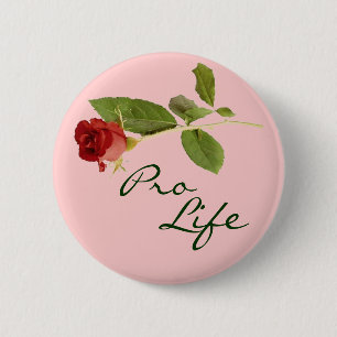 Badge Rond 5 Cm Contre l'avortement et l'euthanasie sur floral