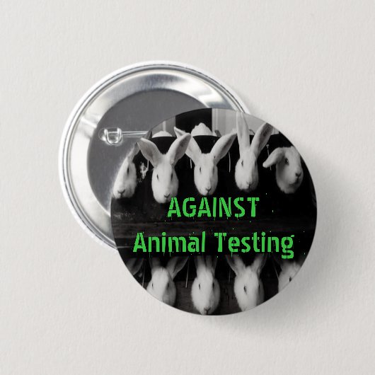 Badge Rond 5 Cm Contre les tests sur les animaux 2 1/4" (Devant & derrière)