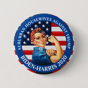Badge Rond 5 Cm Contre Trump, les ménagères des banlieues anti-Tru