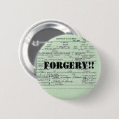 Badge Rond 5 Cm Contrefaçon de certification de naissance d'Obama (Devant & derrière)