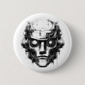 Badge Rond 5 Cm Contrôle mental Cyberpunk Robot uniquement Black P (Devant)
