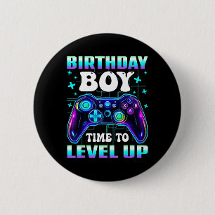 Badge Rond 5 Cm Contrôleur d'anniversaire de gamer garçon Il est t
